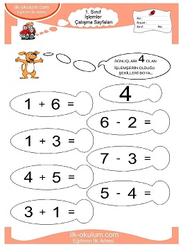 Çocuklar İçin toplam işlemi yaprak testleri 